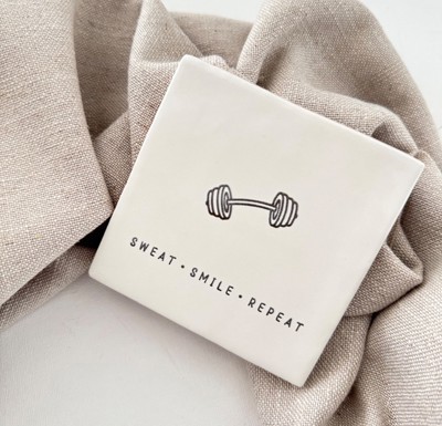 Tegeltje sport dumpbell